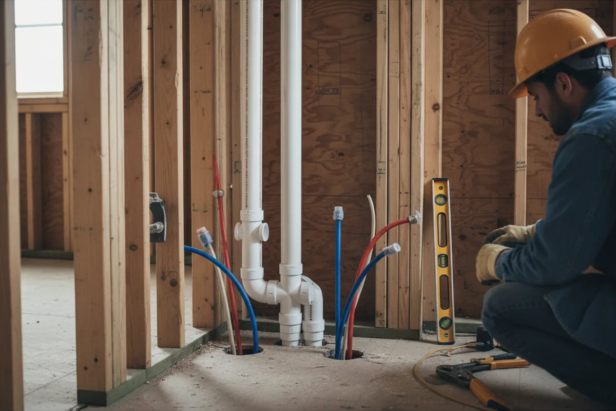 Drain and supply rough-in during Leak Detection in Underwood